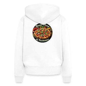 Meilleure pizza que fascisme - Sweat à capuche zippé Premium bio Femme - blanc - Dos - AI Model Female 172 light (172cm)