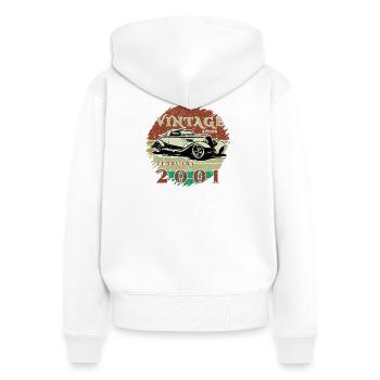 25. Geburtstag - Klassiker - Vintage since 02/2001 - Frauen Premium Bio Zip Hoodie - Weiß - Hinten - AI Model Female 172 light (172cm)