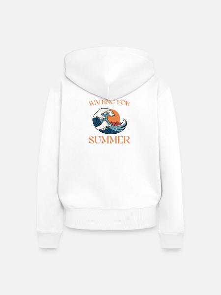 Waiting For Summer - Frauen Premium Bio Zip Hoodie - Weiß