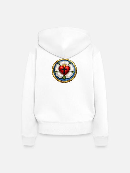 Martin-Luther-Rose - Frauen Premium Bio Zip Hoodie - Weiß