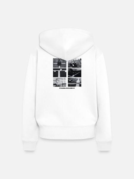 Padelrausch Collage BW - Frauen Premium Bio Zip Hoodie - Weiß