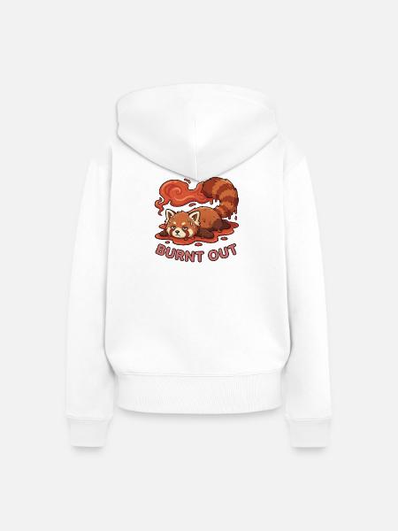 Süß & Müde: Ausgebrannter Roter Panda - Frauen Premium Bio Zip Hoodie - Weiß