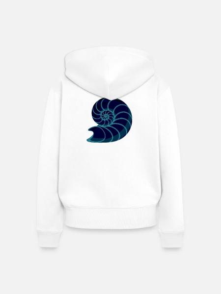 Neon Blaue ammonit Spirale - Frauen Premium Bio Zip Hoodie - Weiß