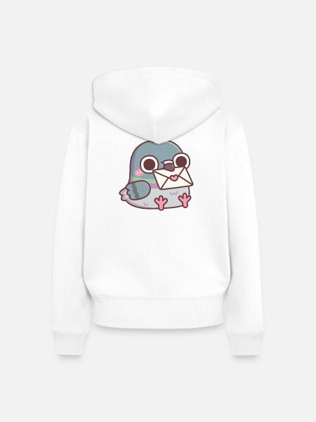 Süße Taube mit Liebesbrief - Frauen Premium Bio Zip Hoodie - Weiß