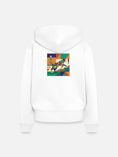 Geometrischer Tiger Farbspiel - Frauen Premium Bio Zip Hoodie - Weiß