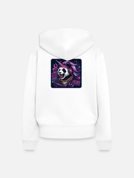 Panda Einhorn Party - Frauen Premium Bio Zip Hoodie - Weiß