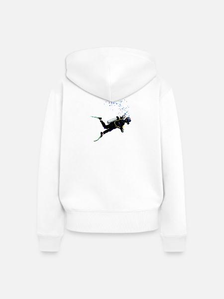 Retro Pixel Art Scuba Diver - Frauen Premium Bio Zip Hoodie - Weiß