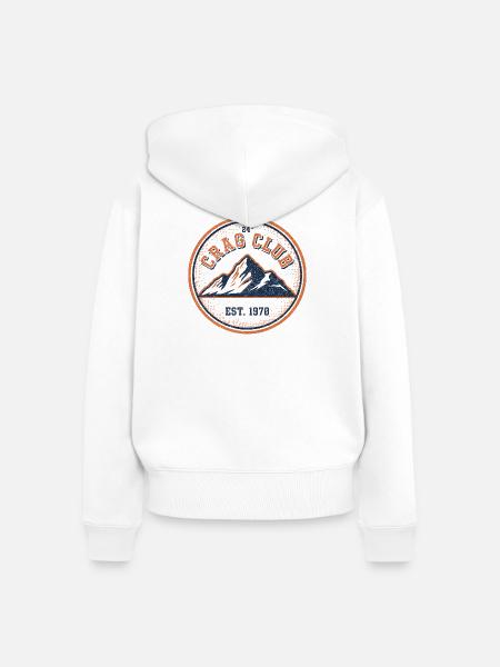 Crag Club Mountain Patch - Frauen Premium Bio Zip Hoodie - Weiß
