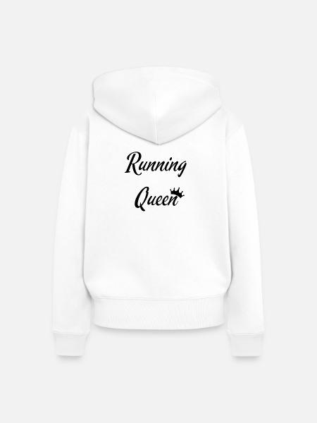 Running Queen - Frauen Premium Bio Zip Hoodie - Weiß