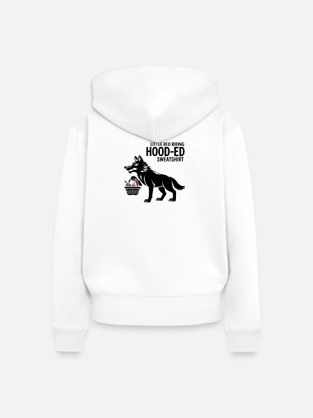 Märchen Wolf mit Korb - Frauen Premium Bio Zip Hoodie - Weiß
