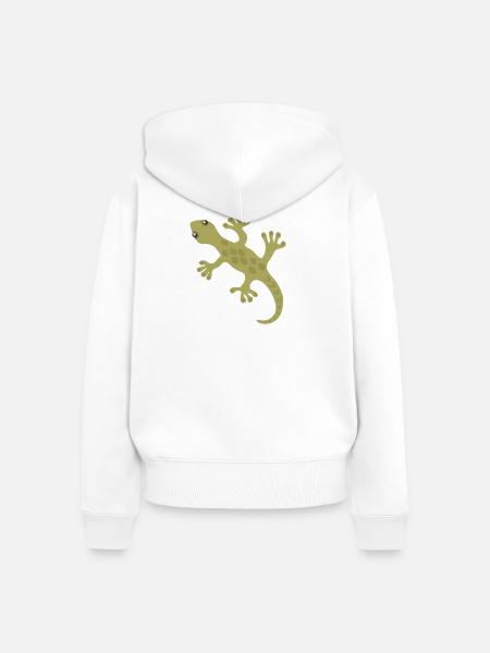 Lime Gecko Silhouette Muster - Frauen Premium Bio Zip Hoodie - Weiß