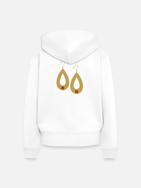 Boho-Tropfengold-Ohrringe - Frauen Premium Bio Zip Hoodie - Weiß