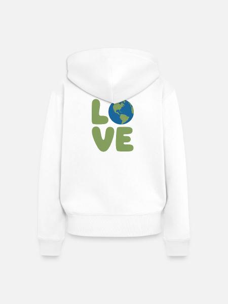 Earth Love Globe Logo - Frauen Premium Bio Zip Hoodie - Weiß