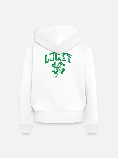 Lucky Shamrock Arch - Frauen Premium Bio Zip Hoodie - Weiß