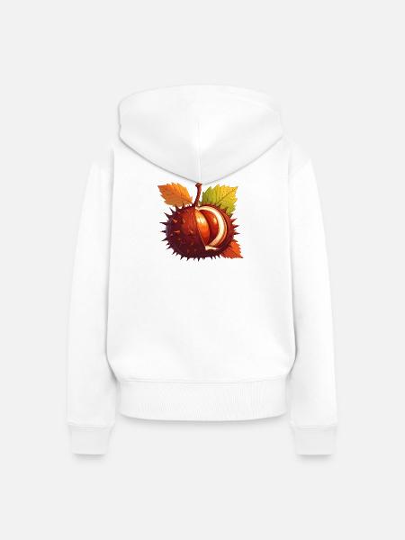 Kastanie - Frauen Premium Bio Zip Hoodie - Weiß