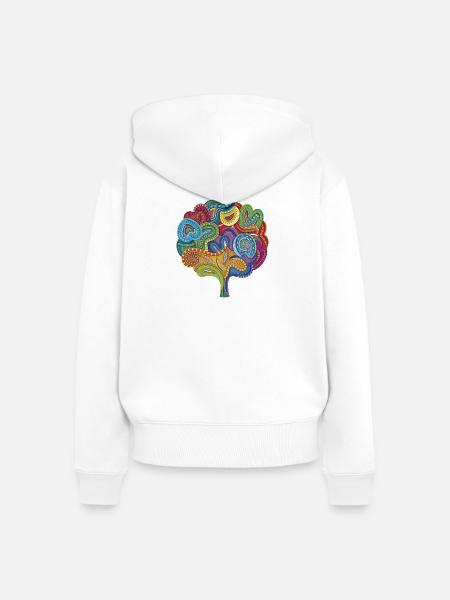 Blühende Koralle - Frauen Premium Bio Zip Hoodie - Weiß