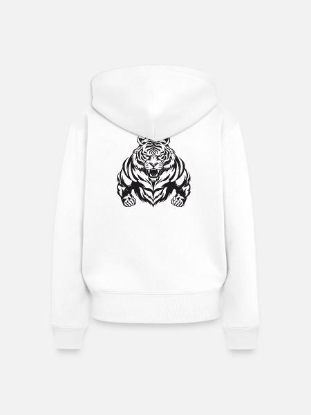 Tiger Workout Gym - Frauen Premium Bio Zip Hoodie - Weiß