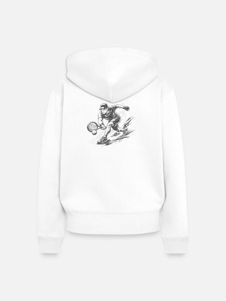 Dynamischer Tennisspieler in Schwarzweiß - Frauen Premium Bio Zip Hoodie - Weiß