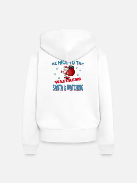 SANTA WAITRESS - Frauen Premium Bio Zip Hoodie - Weiß