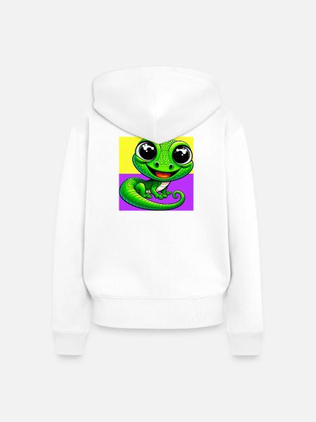 Gecko - Frauen Premium Bio Zip Hoodie - Weiß