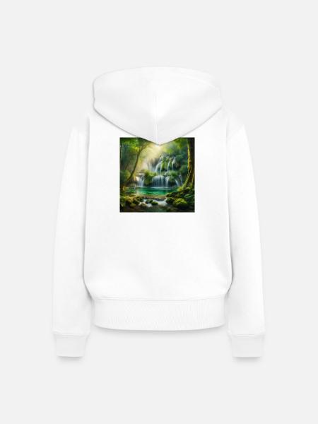 Wasserfall der Träume - Frauen Premium Bio Zip Hoodie - Weiß