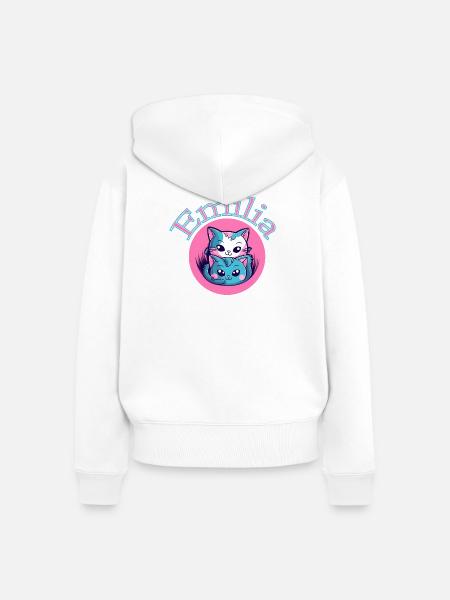 Emilia Katzenduett - Frauen Premium Bio Zip Hoodie - Weiß