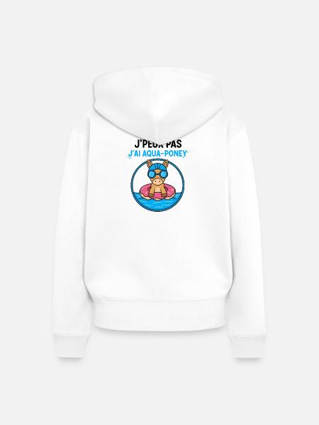 Aqua-Pony auf Donut-Boje - Frauen Premium Bio Zip Hoodie - Weiß