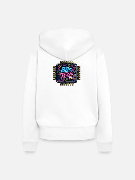 80er Tech Neon Chip - Frauen Premium Bio Zip Hoodie - Weiß