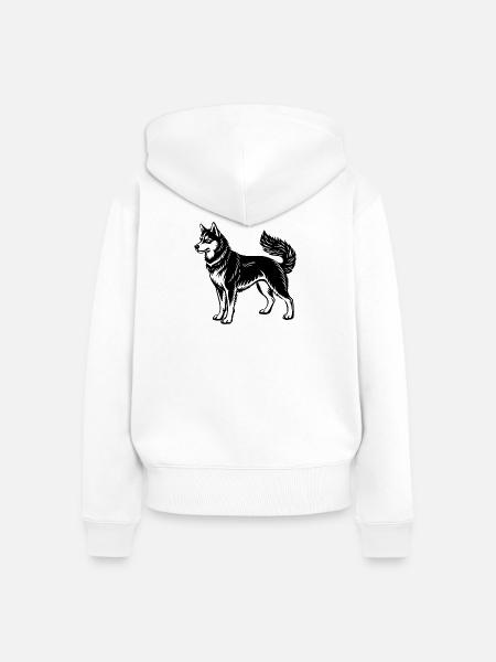 Schlittenhund - Frauen Premium Bio Zip Hoodie - Weiß