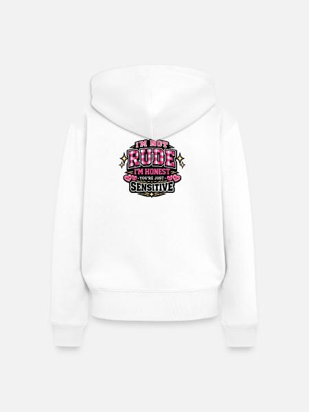 Nicht unhöflich, ehrlich – sensibel - Frauen Premium Bio Zip Hoodie - Weiß
