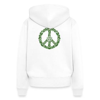 Peace Zeichen Blumen Floral Boho Style - Frauen Premium Bio Zip Hoodie - Weiß - Hinten - AI Model Female 172 light (172cm)