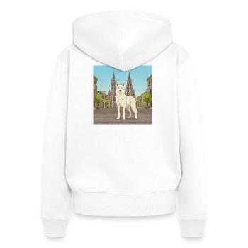Can de Palleiro Peregrino - Women's Premium Organic Zip Hoodie - white - Back - AI Model Female 172 light (172cm)