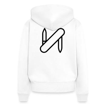 Swiss Army knife - Women's Premium Organic Zip Hoodie - white - Back - AI Model Female 172 light (172cm)