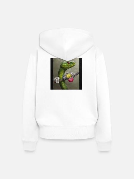 Schlange und Elektrizität - Frauen Premium Bio Zip Hoodie - Weiß