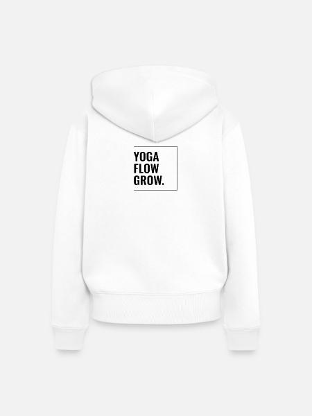 Yoga Flow Grow. - Frauen Premium Bio Zip Hoodie - Weiß