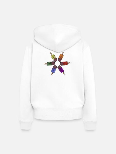 Rainbow Frozen pop Circle - Frauen Premium Bio Zip Hoodie - Weiß