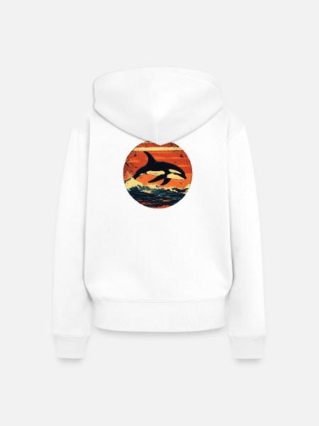 Orca - Frauen Premium Bio Zip Hoodie - Weiß