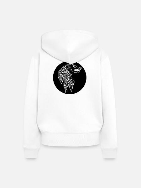 Wolf - Frauen Premium Bio Zip Hoodie - Weiß