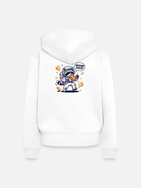 Kosmischer Waschbär-Pizza - Frauen Premium Bio Zip Hoodie - Weiß