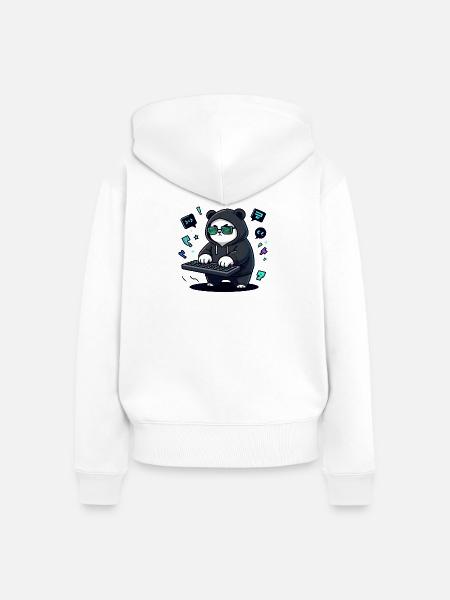 Panda Hacker im Neon-Hoodie - Frauen Premium Bio Zip Hoodie - Weiß