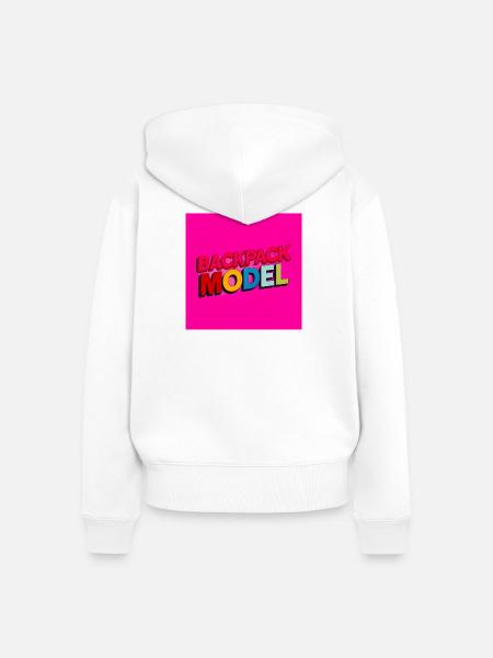 Rucksackmodell Neon-Text - Frauen Premium Bio Zip Hoodie - Weiß