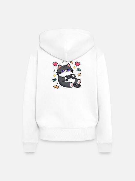 Chat Gamer Konsole Retro - Frauen Premium Bio Zip Hoodie - Weiß