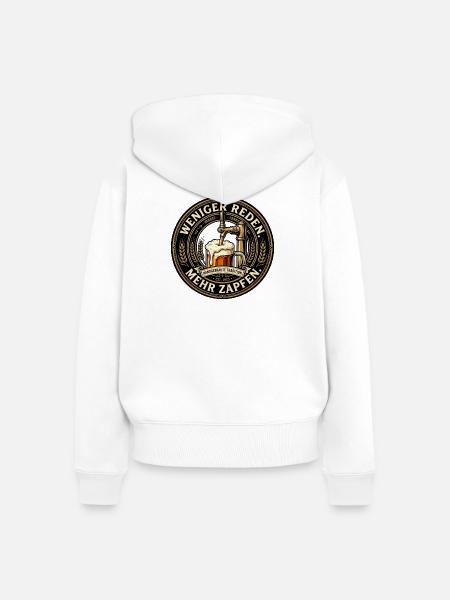 Weniger Reden - Mehr Zapfen - Frauen Premium Bio Zip Hoodie - Weiß