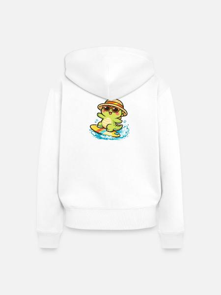 Sonnige Surf-Schildkröte - Frauen Premium Bio Zip Hoodie - Weiß