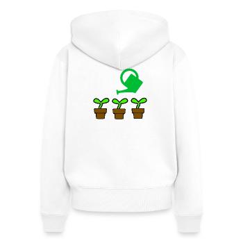Garden - Women's Premium Organic Zip Hoodie - white - Back - AI Model Female 172 light (172cm)