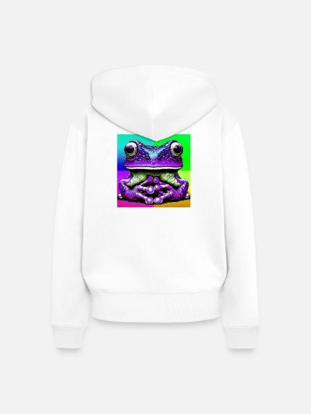 Frosch - Frauen Premium Bio Zip Hoodie - Weiß