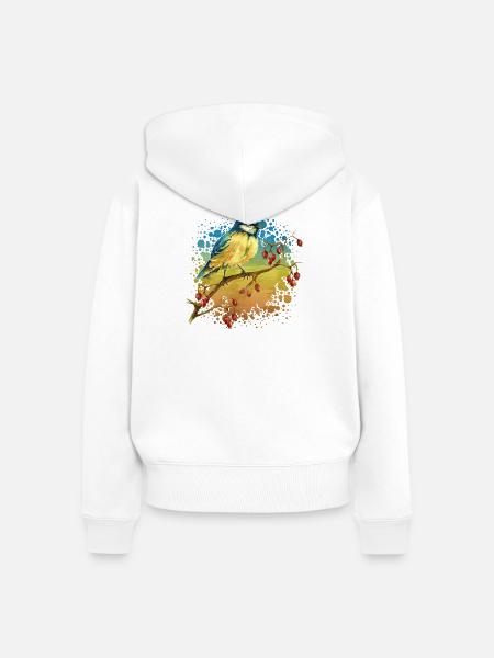 Bunter Vogel - Frauen Premium Bio Zip Hoodie - Weiß