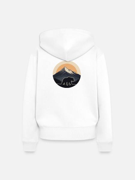 Wilder Braunbär - Frauen Premium Bio Zip Hoodie - Weiß