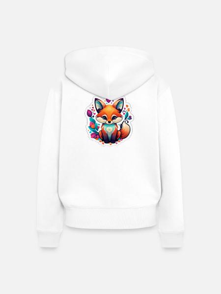 Buntes Feen-Fuchsherz - Frauen Premium Bio Zip Hoodie - Weiß