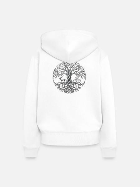 Weltenbaum Yggdrasil - Frauen Premium Bio Zip Hoodie - Weiß